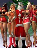 Big breast drawn busty hotties seductively posing in tight x-mas outfit.